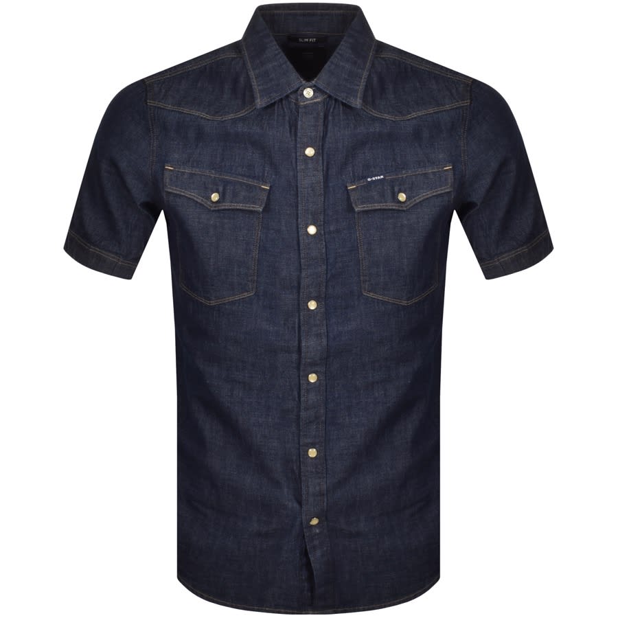 Alternative Image for ProductG Star Raw Slim 3301 Short Sleeved Shirt Navy1